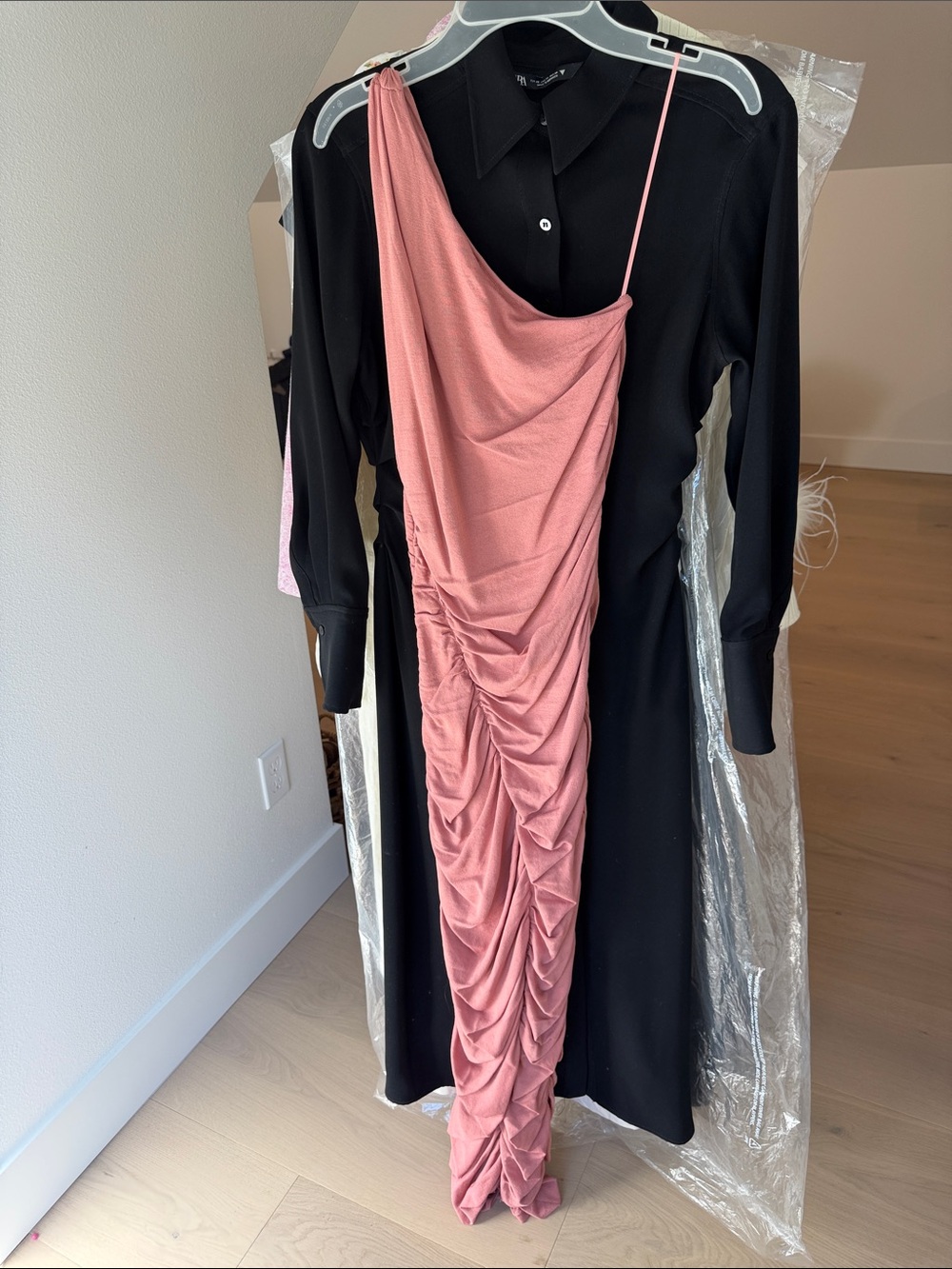 Zara One-Shoulder Ruched Dusty Rose Dress